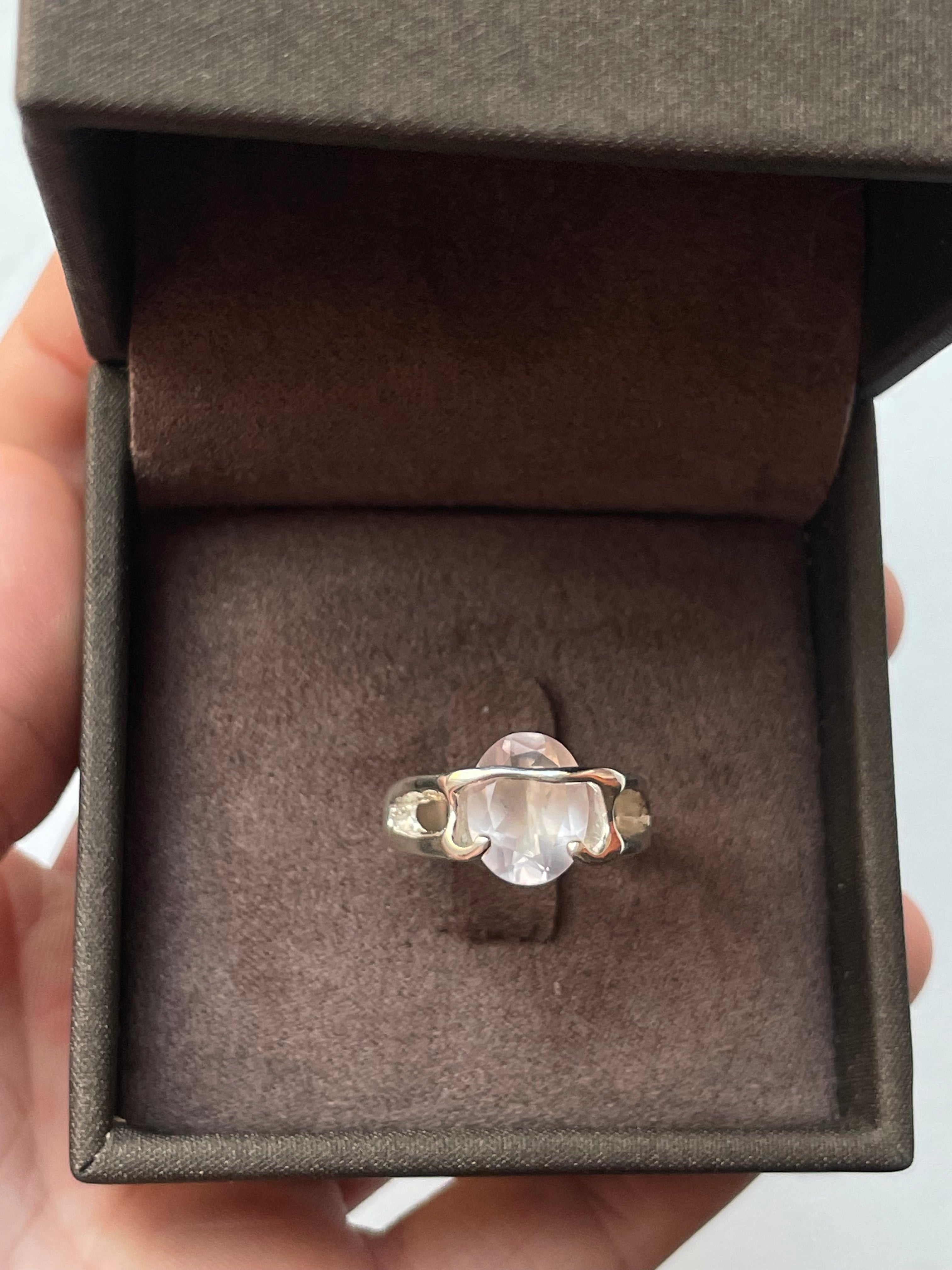 Pink quartz Silver ring