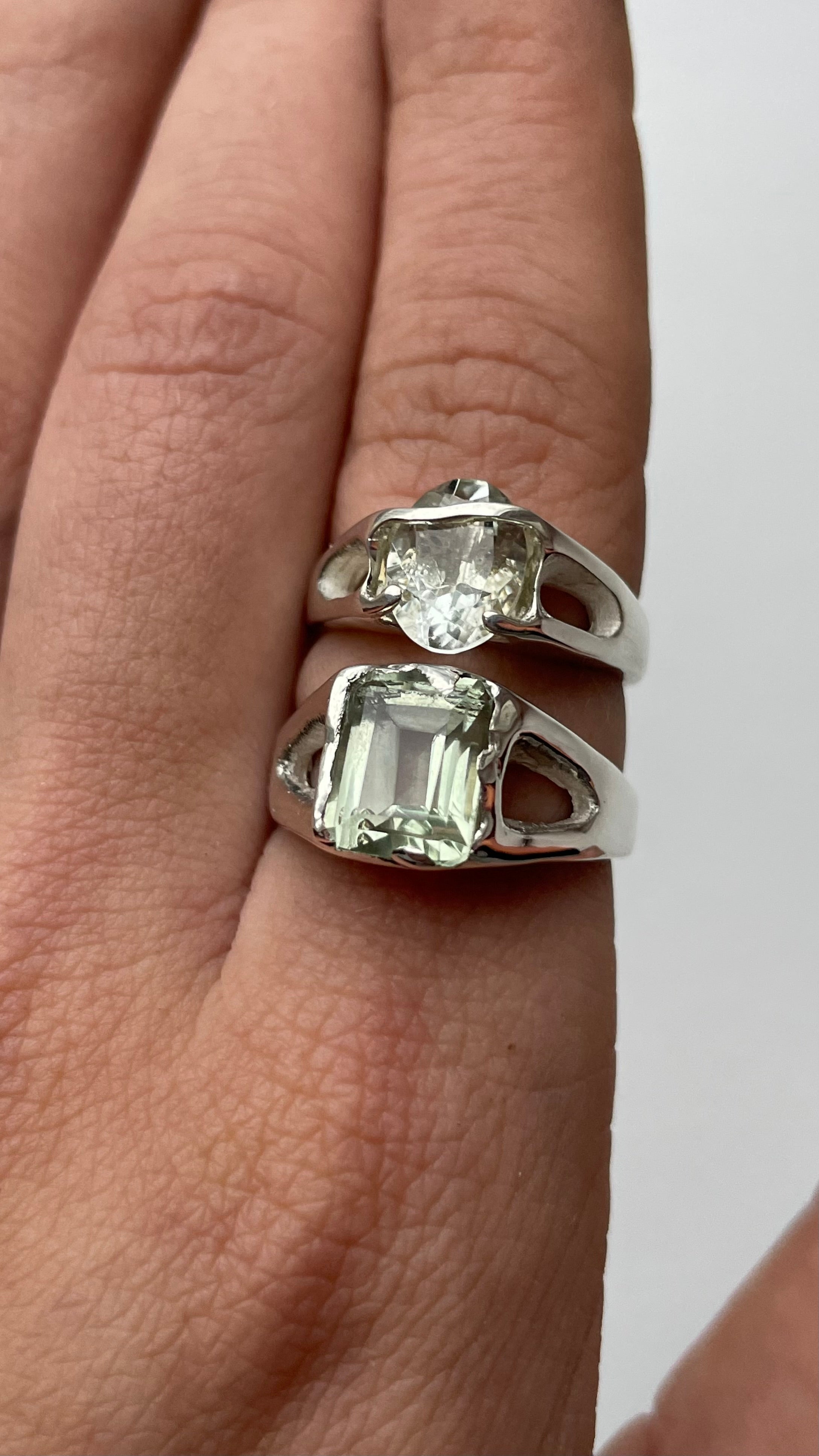 Green Amethyst Silver Ring