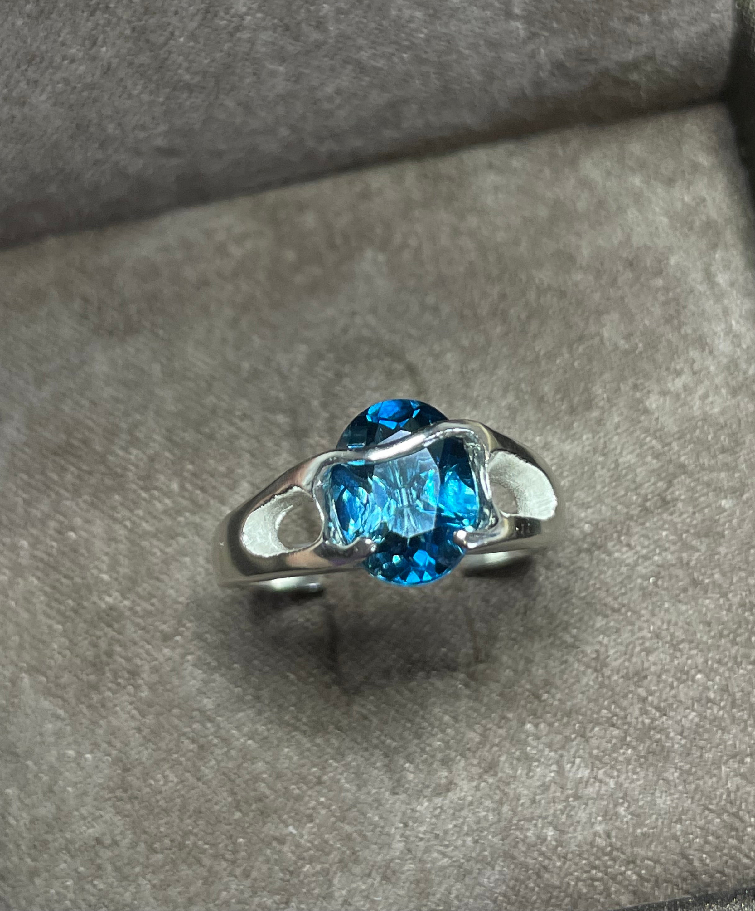 Silver ring with london topaz