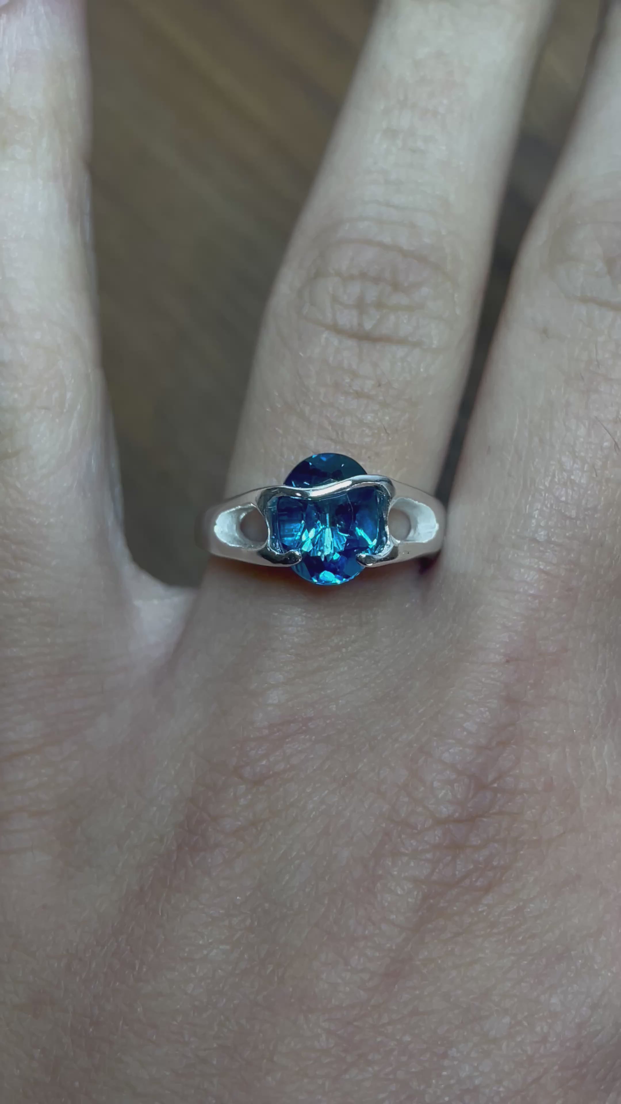 Silver ring with london topaz