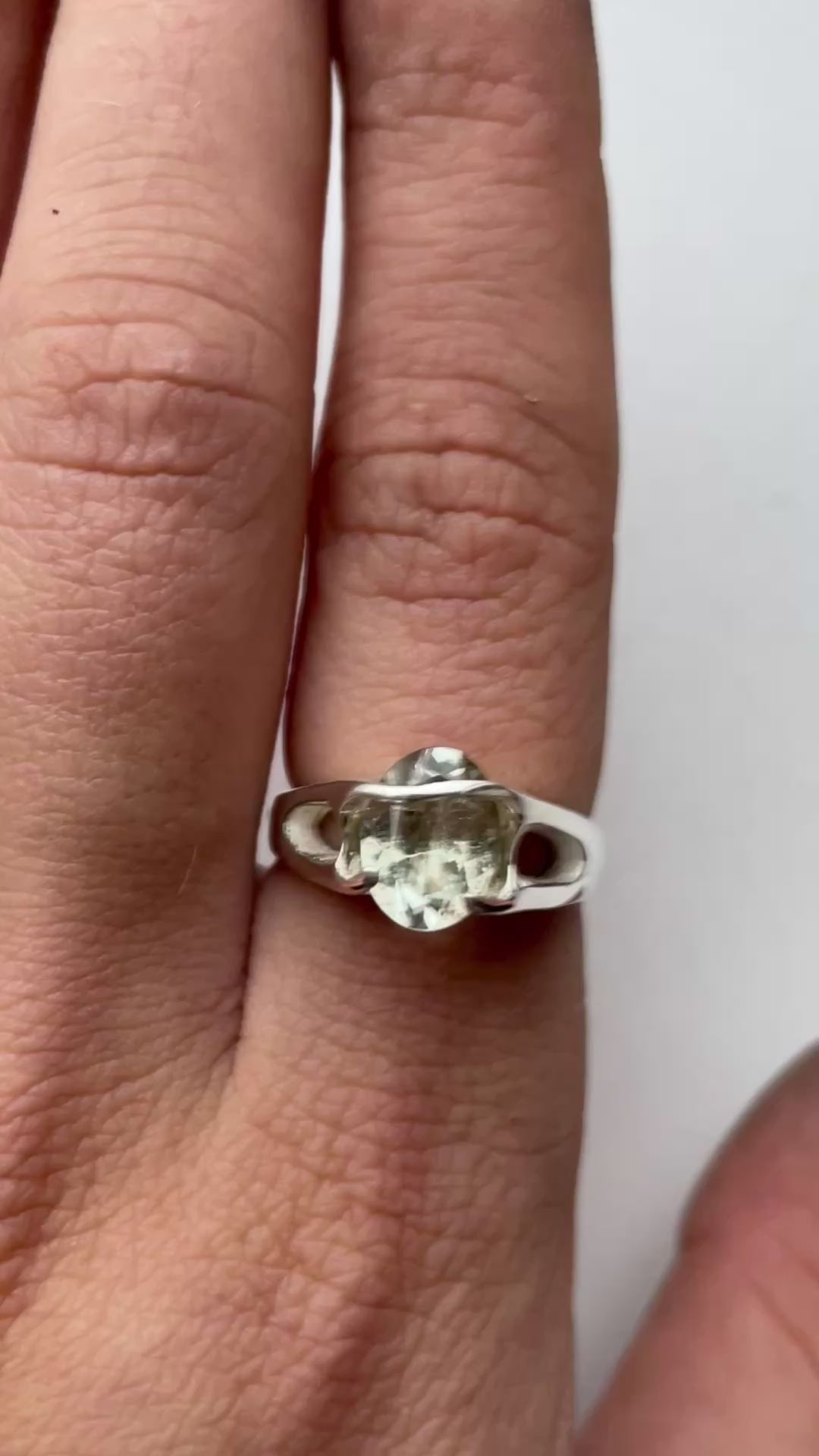 Green Amethyst Silver Ring