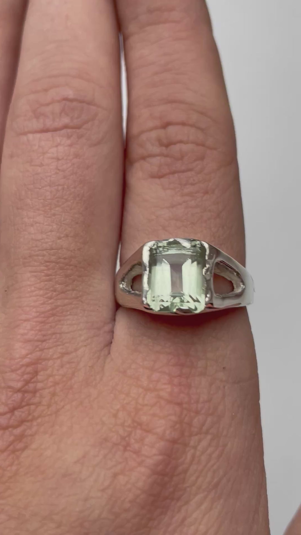 Green Amethyst Silver Ring